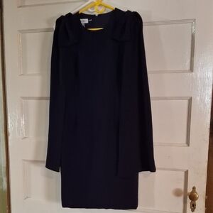 Teri Jon Elegant Dark Blue Long Sleeve Dress (Can433)